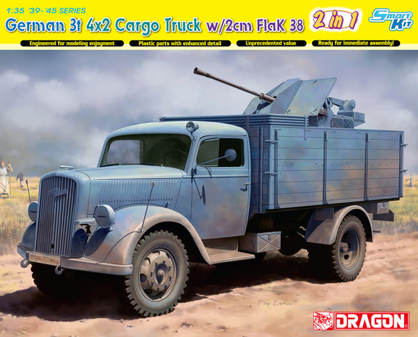 GERMAN 3T 4X2 CARGO TRUCK WITH 2CM FLAK 38