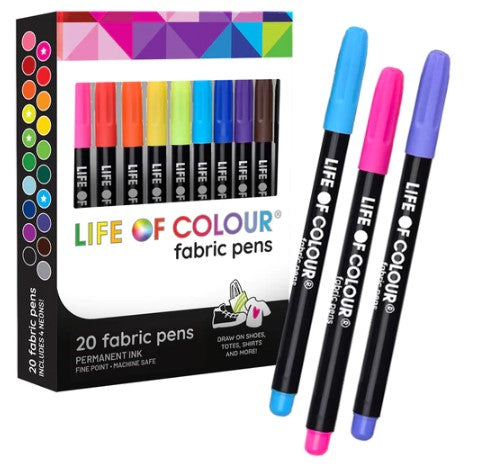 LIFE OF COLOUR FABRIC MARKERS CLASSIC COLOURS PACKET 20