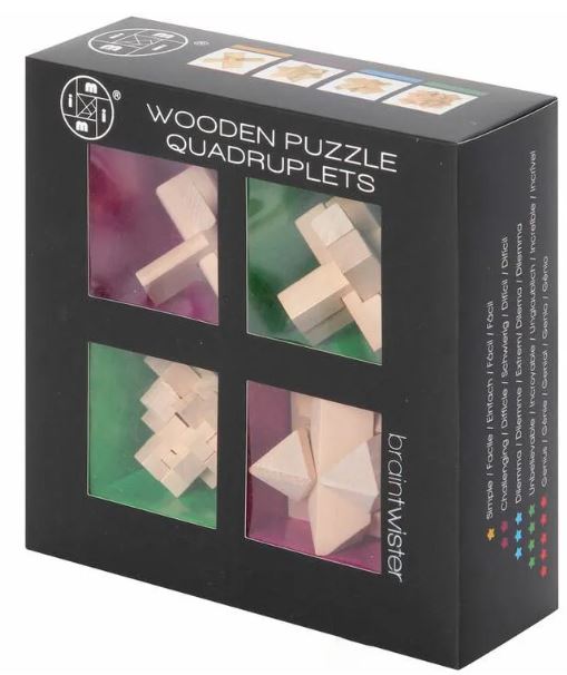BRAIN TWISTER WOODEN PUZZLES 4 PACK