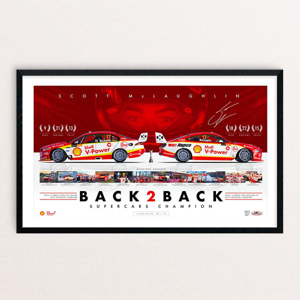 Shell V-Power Racing Team Scott McLaughlin Back 2 Back Supercars Champion Framed and Signed Limited Edition Print