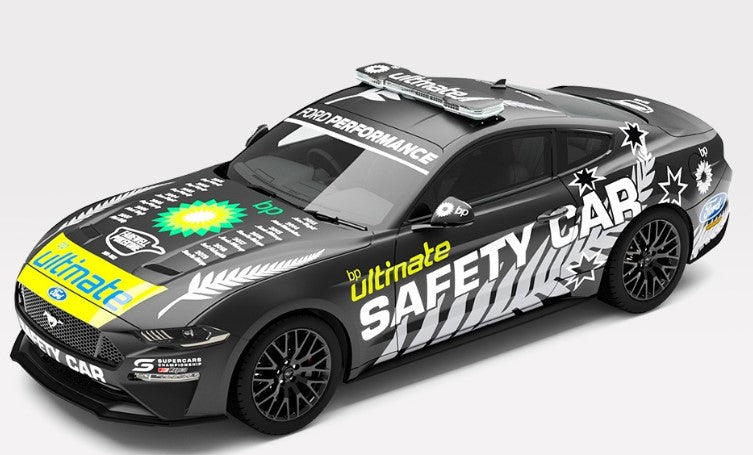 ACR18MSCB FORD MUSTANG GT 2022 REPCO SUPERCARS CHAMPIONSHIP BP ULTIMATE SAFTEY CAR PUKEKOHE PARK RACEWAY TRIBUTE LIVERY 1:18TH