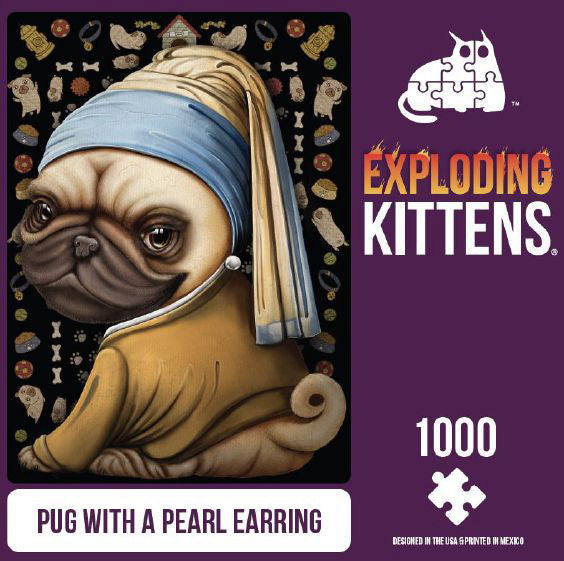EXPLODING KITTENS PUZZLE PUG WITH A PEARL EARING  1000 PIECE